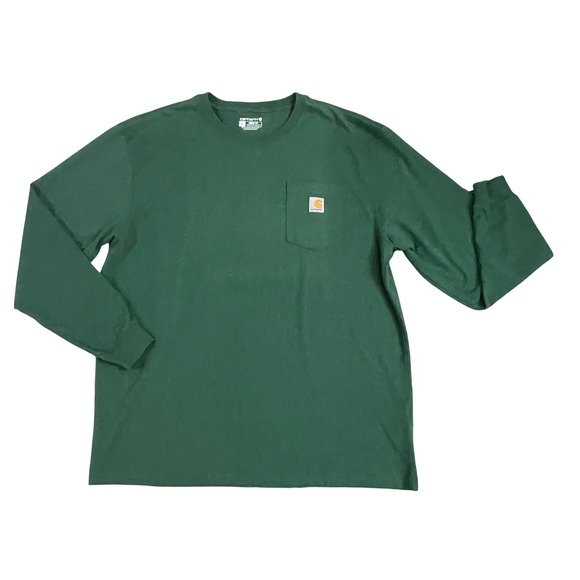 Carhartt Other - Carhartt Mens XL Loose Fit Long Sleeve Pocket T-Shirt Green K126 Crewneck